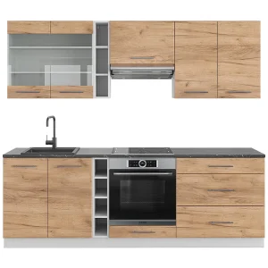Complete keukeneenheid eik goud/wit 235x60x81.6 fame-line Complete keukeneenheid eik goud/wit 235x60x81.6 fame-line