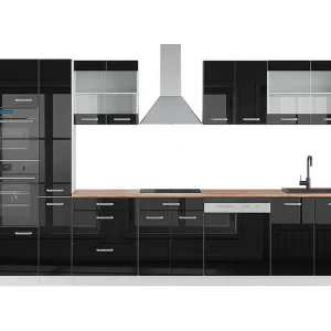 Complete keukeneenheid zwart hoogglans/wit 350x60x81.6 r-line Complete keukeneenheid zwart hoogglans/wit 350x60x81.6 r-line