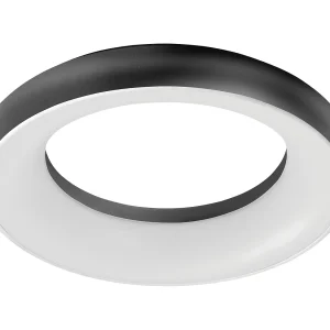 FRED moderne stijl plafondlamp – D. 29,8 cm – rond – LED SMD 25W – 1850 en 3K – 120º en 125º – IP40 – aluminium en opaal polycarbonaat – zwart FRED moderne stijl plafondlamp – D. 29,8 cm – rond – LED SMD 25W – 1850 en 3K – 120º en 125º – IP40 – aluminium en opaal polycarbonaat – zwart