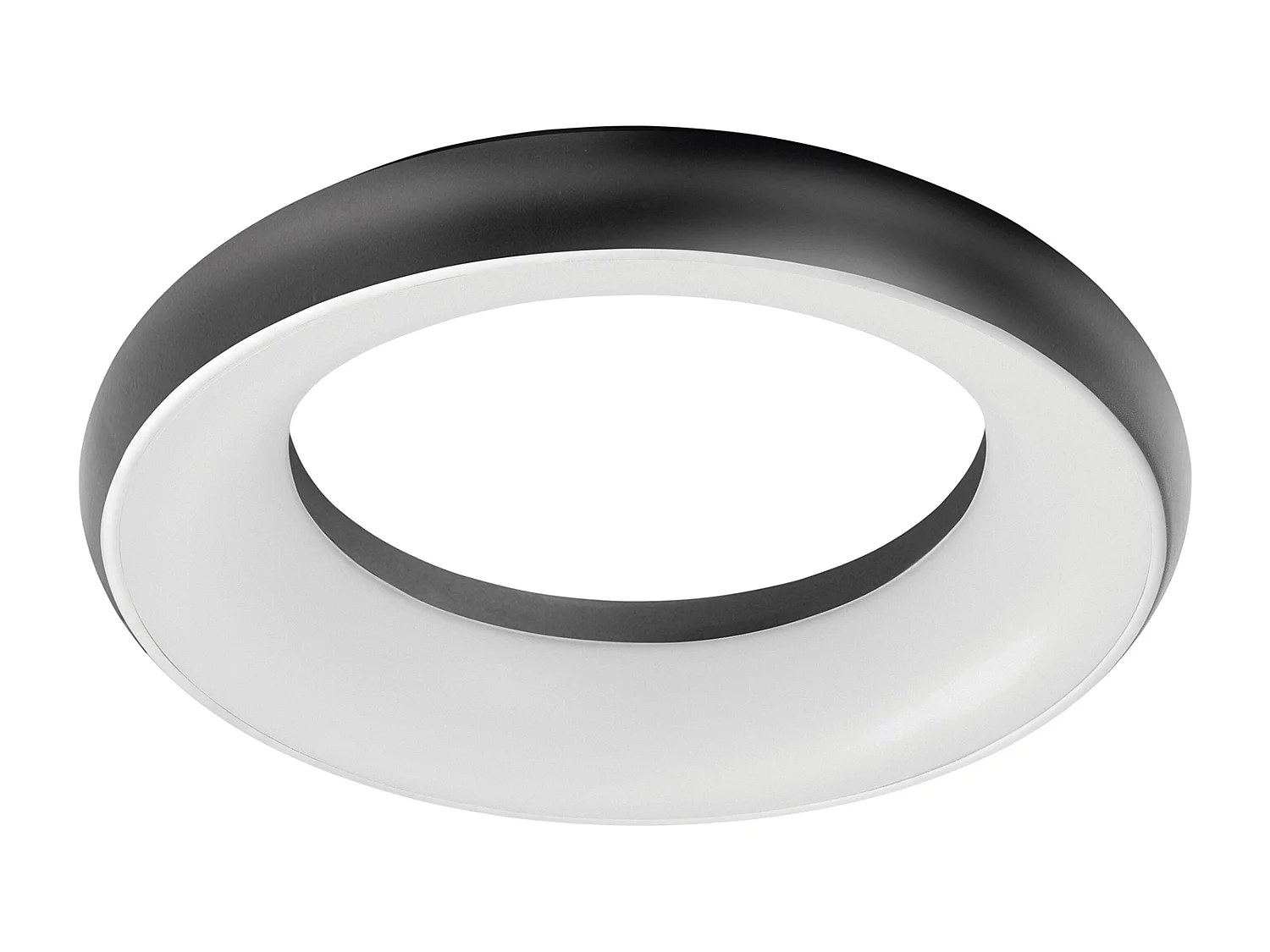 FRED moderne stijl plafondlamp - D. 29,8 cm - rond - LED SMD 25W - 1850 en 3K - 120º en 125º - IP40 - aluminium en opaal polycarbonaat - zwart