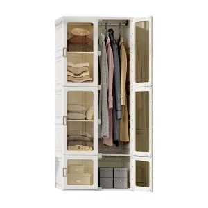 Draagbare kledingkast, opbergorganizer, met magnetische deuren, eenvoudige montage, transparante deur, 170 x 69 x 50 cm, wit Draagbare kledingkast, opbergorganizer, met magnetische deuren, eenvoudige montage, transparante deur, 170 x 69 x 50 cm, wit