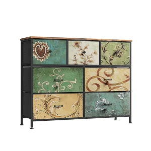 Ladekast met 7 laden – Metalen frame en houten blad – Woonkamermeubel – Vintage stijl – 100x30x78cm Ladekast met 7 laden – Metalen frame en houten blad – Woonkamermeubel – Vintage stijl – 100x30x78cm