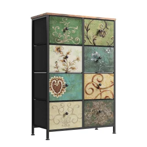 Ladekast met 8 laden – Metalen frame en houten blad – Woonkamermeubel – Vintage stijl – 100x30x67,5 cm