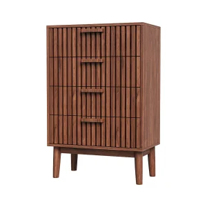 Ladekast met vier lades, hout, opbergmeubel met lades, voor slaapkamer of woonkamer, 60 x 34 x 91 cm