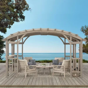 Cederhouten pergola met boog DAJTI 427cm x 305cm