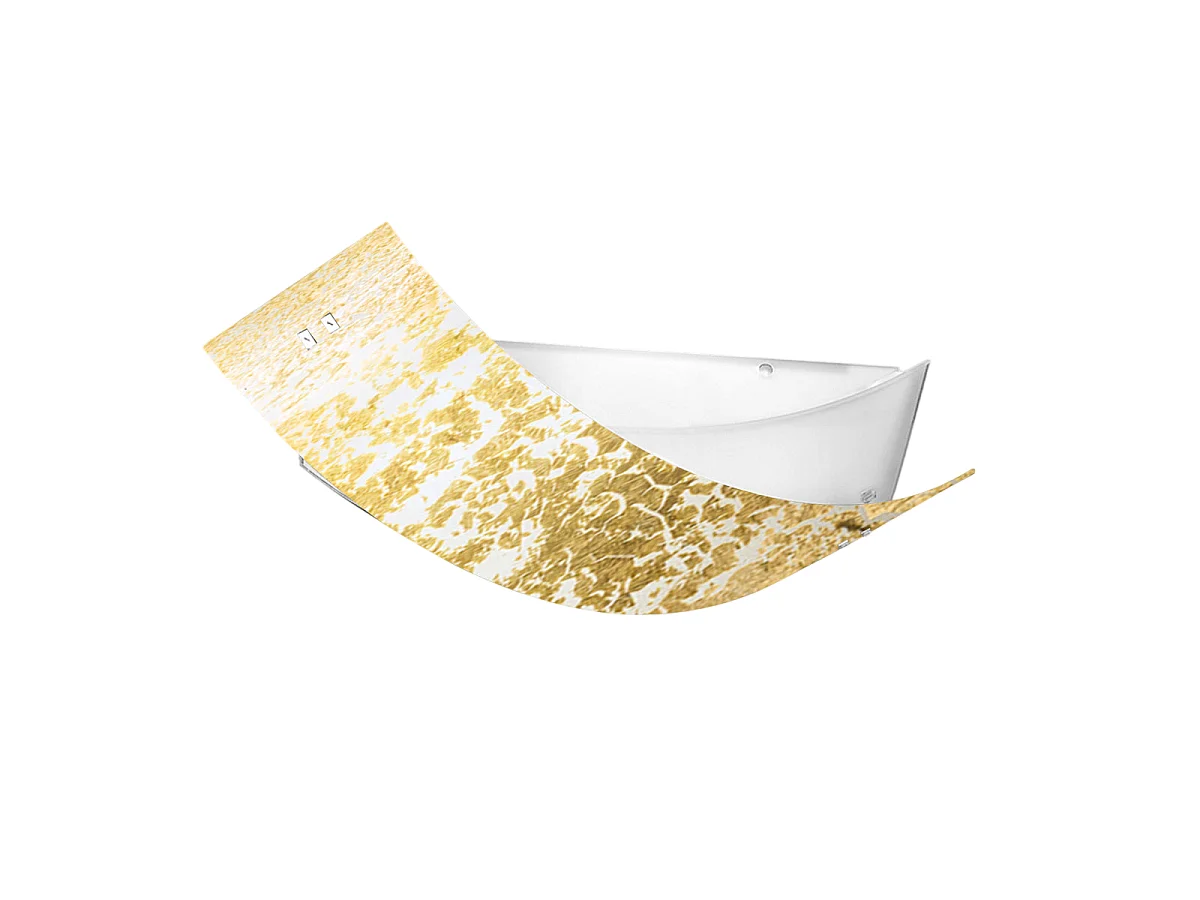 Camilla - Plafonnier doré 2XE27 max 2X70W IP20 - Applique moderne avec diffuseur en verre argenté et cadre blanc 63,5x39cm