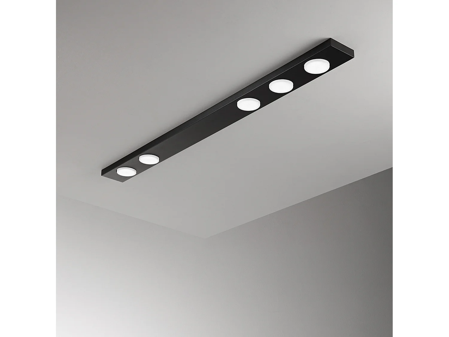 Button - LED plafondlamp 5xGX53 max 15W, rechthoekig 120x10 cm, geverfd metaal, IP20 - Perenz - zwart