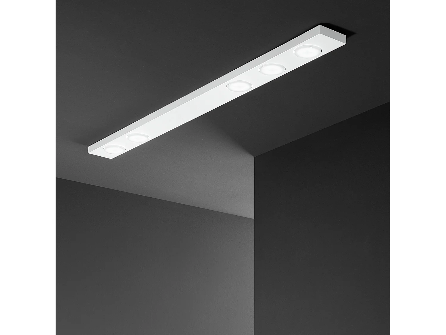 Button - LED Plafondlamp 5xGX53 max 15W, Rechthoekig 120x10 cm, Gelakt Metaal, IP20 - Perenz - Wit