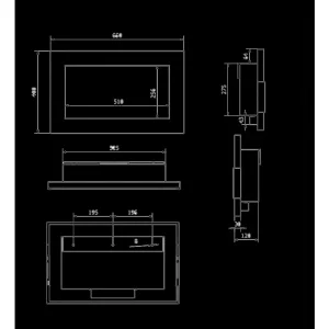 Cheminée bioéthanol murale ou encastrable Pisa Nero L 65 x P 12 x H 40