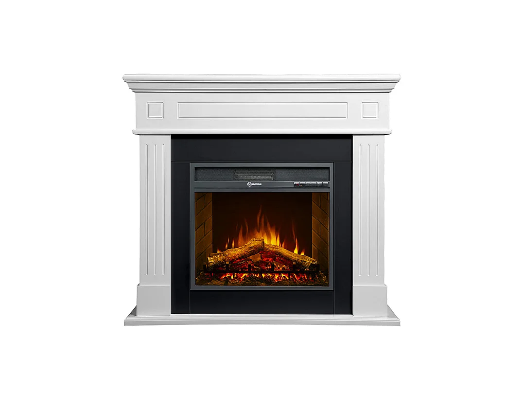 CAMBRIDGE elektrische haard, staande haard, wit hout, 110x25x95h