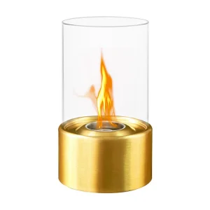Cheminée bio de table au bioéthanol MARSIGLIA Doré D16 x H27 interne externe
