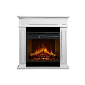 Cheminée électrique au sol JEFFERSON en bois blanc L 89,5 x H90,5 x P28