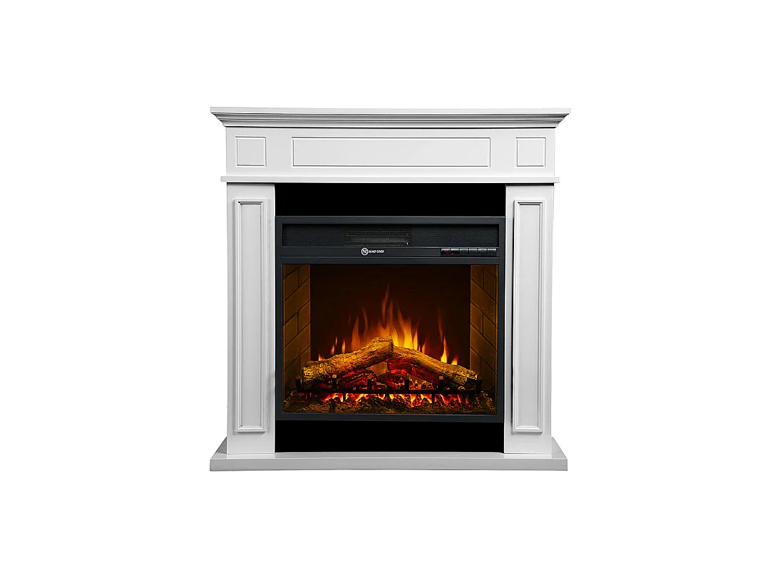 Cheminée électrique au sol JEFFERSON en bois blanc L 89,5 x H90,5 x P28