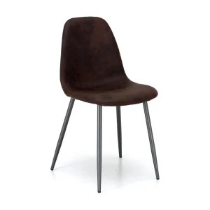 Brigitte Chaise en éco-cuir marron 4 pcs