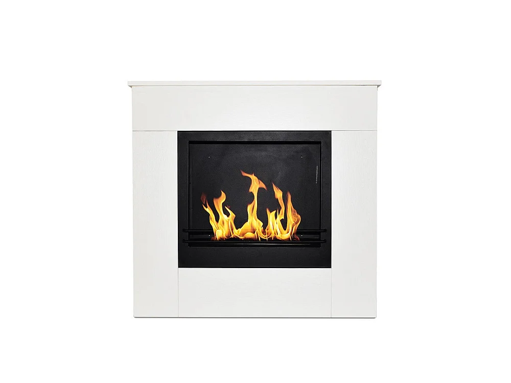 Cheminée au bioéthanol sur pied en bois blanc Made in Italy Michelangelo 96x36x90h
