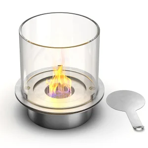 Brûleur rond avec verre pour cheminée au bioéthanol, biocheminée en acier inoxydable 3 lt d.30 Brûleur rond avec verre pour cheminée au bioéthanol, biocheminée en acier inoxydable 3 lt d.30