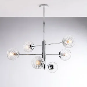 Demetra Suspension en fer chromé poli 6 lumières X 97 d.73 BL279-6-CR