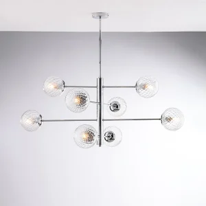 Demetra Suspension en fer chromé poli 8 lumières 108 d.103 BL279-8-CR