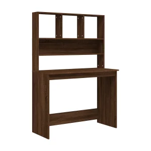 Bureau met schappen 102x45x148 cm bewerkt hout bruineikenkleur Bureau met schappen 102x45x148 cm bewerkt hout bruineikenkleur