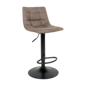 Dido zwarte kunstleren kruk en chroom metalen voet – Set van 2-Kleur Beige