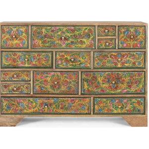 Commode met handgeschilderde bloemmotieven, 116 cm lang Commode met handgeschilderde bloemmotieven, 116 cm lang