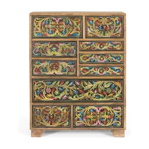 Commode met handgeschilderde bloemmotieven, 70 cm lang Commode met handgeschilderde bloemmotieven, 70 cm lang