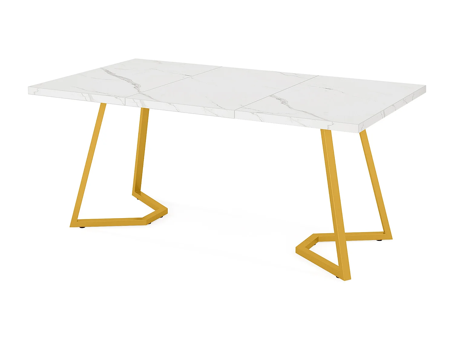 Computerbureau - 140 x 80 x 75 cm - Computertafel - Kantoortafel - Werktafel - Kantoortafel - Wit en goud