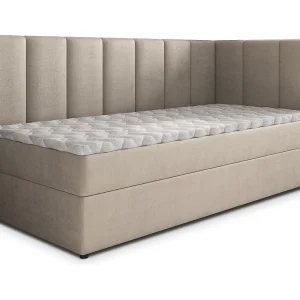 Boxspringbed BEVE 90×200 cm Set met hoofdbord, bedbodem en matras, Beige