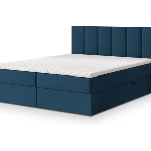 Boxspringbed MERIL 140×200 cm Set met hoofdbord, bedbodem en matras, Blauw