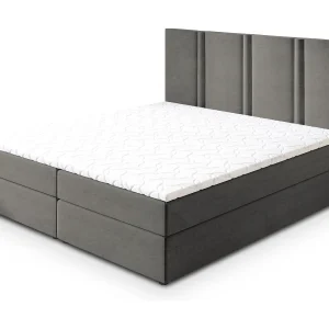 Boxspringbed LARIO 160×200 cm Set met hoofdbord, bedbodem en matras, Grijs