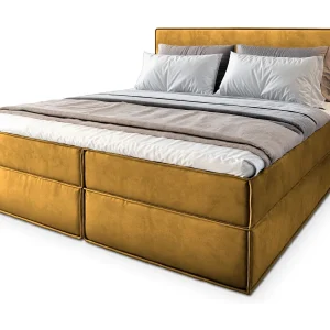 Boxspringbed PELLIO 160×200 cm Set met hoofdbord, bedbodem en matras, Geel Boxspringbed PELLIO 160×200 cm Set met hoofdbord, bedbodem en matras, Geel