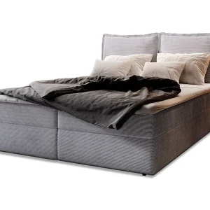 Boxspringbed LENTE 140×200 cm Set met hoofdbord, bedbodem en matras, Grijs