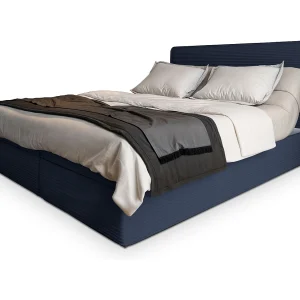 Boxspringbed ASTOR 160×200 cm Set met hoofdbord, bedbodem en matras, Blauw