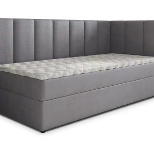 Boxspringbed BEVE 80×200 cm Set met hoofdbord, bedbodem en matras, Grijs