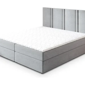 Boxspringbed LARIO 140×200 cm Set met hoofdbord, bedbodem en matras, Lichtgrijs