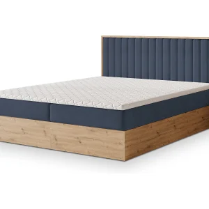 Boxspringbed VARELI 140×200 cm Set met hoofdbord, bedbodem en matras, Blauw Boxspringbed VARELI 140×200 cm Set met hoofdbord, bedbodem en matras, Blauw