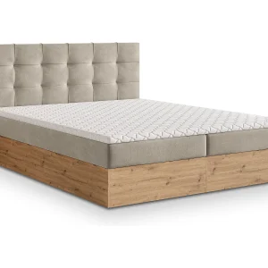Boxspringbed MOLVEN 160×200 cm Set met hoofdbord, bedbodem en matras, Beige Boxspringbed MOLVEN 160×200 cm Set met hoofdbord, bedbodem en matras, Beige