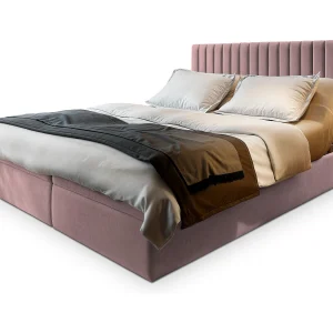 Boxspringbed MURLO 180×200 cm Set met hoofdbord, bedbodem en matras, Poederroze