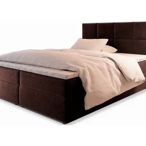 Boxspringbed LENA 140×200 cm Set met hoofdbord, bedbodem en matras, Bruin
