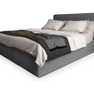 Boxspringbed ASTOR 140×200 cm Set met hoofdbord, bedbodem en matras, Grijs