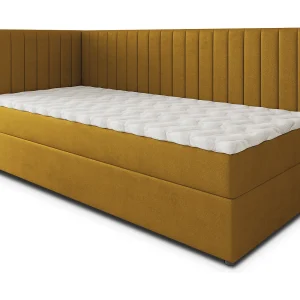 Boxspringbed ARIS 100×200 cm Set met hoofdbord, bedbodem en matras, Geel