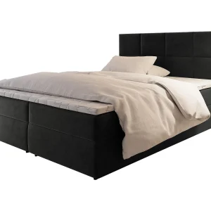 Boxspringbed LENA 140×200 cm Set met hoofdbord, bedbodem en matras, Antracietgrijs