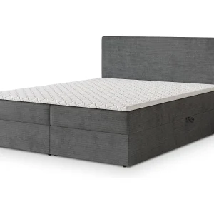 Boxspringbed NIRA 160×200 cm Set met hoofdbord, bedbodem en matras, Grijs Boxspringbed NIRA 160×200 cm Set met hoofdbord, bedbodem en matras, Grijs