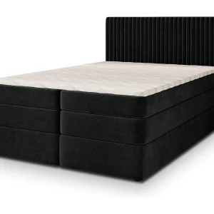 Boxspringbed FELBIO 140×200 cm Set met hoofdbord, bedbodem en matras, Zwart