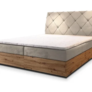 Boxspringbed VELLANO 140×200 cm Set met hoofdbord, bedbodem en matras, Beige