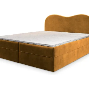Boxspringbed FLUVIA 180×200 cm Set met hoofdbord, bedbodem en matras, Geel