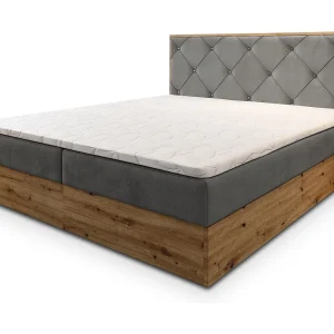 Boxspringbed FOSCO 160×200 cm Set met hoofdbord, bedbodem en matras, Grijs