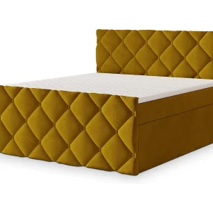 Boxspringbed ROVARI 160×200 cm Set met hoofdbord, bedbodem en matras, Geel