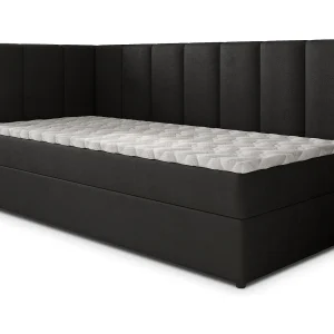 Boxspringbed BEVE 80×200 cm Set met hoofdbord, bedbodem en matras, Zwart