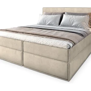 Boxspringbed PELLIO 180×200 cm Set met hoofdbord, bedbodem en matras, Crème Boxspringbed PELLIO 180×200 cm Set met hoofdbord, bedbodem en matras, Crème